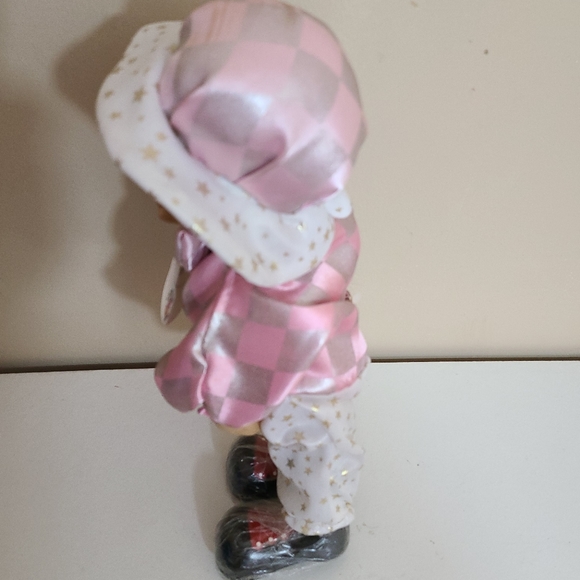 Vintage Dolls Porcelain Clown Musical doll pink clown musical Figurine 12''.Ne - Picture 6 of 6